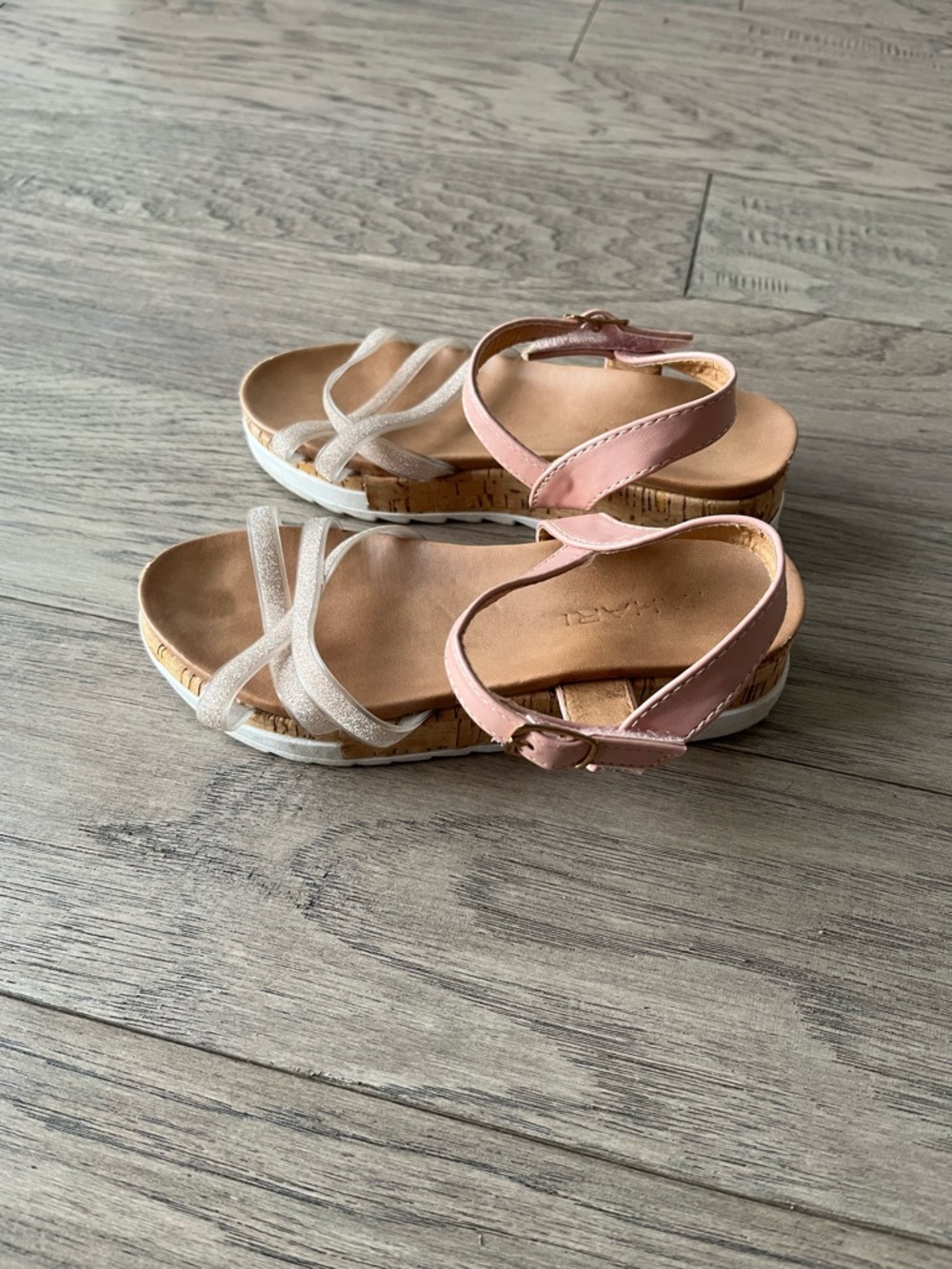 Tahari Pink and Cream Cork Platform Sandals size 13